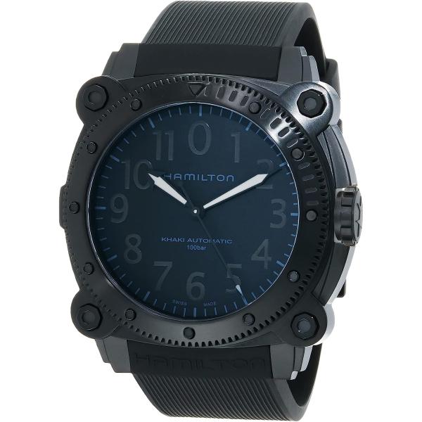Hamilton Watch Khaki Navy BeLOWZERO Swiss Automatic Watch Titanium 46mm Case, Black Dial, Black Rubber Strap (Model: H78505330)