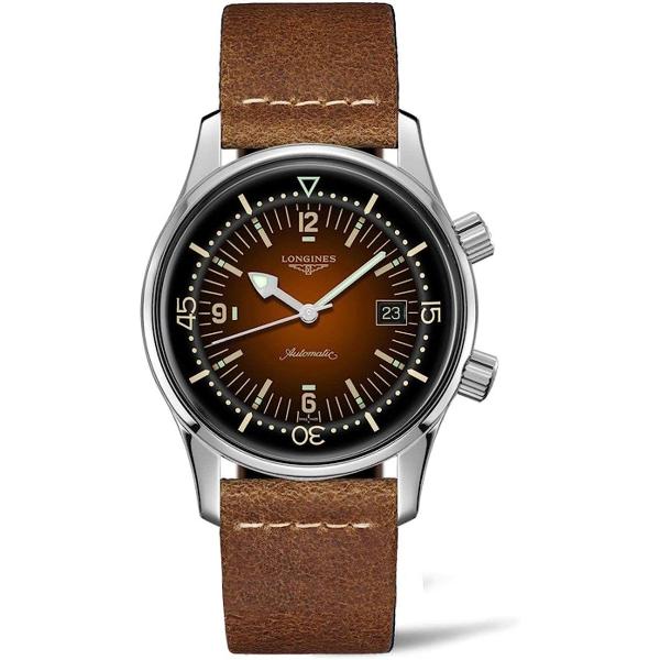 Longines orologio Heritage Legend Diver Tropical Watch 42mm marrone automatico acciaio L3.774.4.60.2