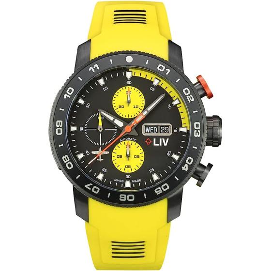 LIV P-51 Titanium 46MM Swiss Automatic Day-Date Chrono Men's Watch - Unidirectional Ceramic Bezel- High-Grade Titanium Case - Sapphire Crystal