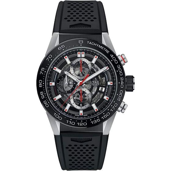 TAG Heuer Carrera Men's Watch Skeleton Dial w/ Black Rubber Strap CAR201V.FT6046