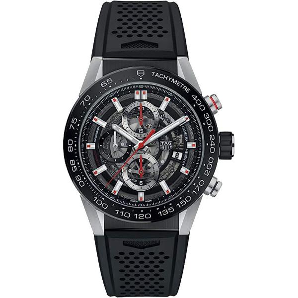TAG Heuer Carrera Men's Watch Skeleton Dial w/ Black Rubber Strap CAR201V.FT6046