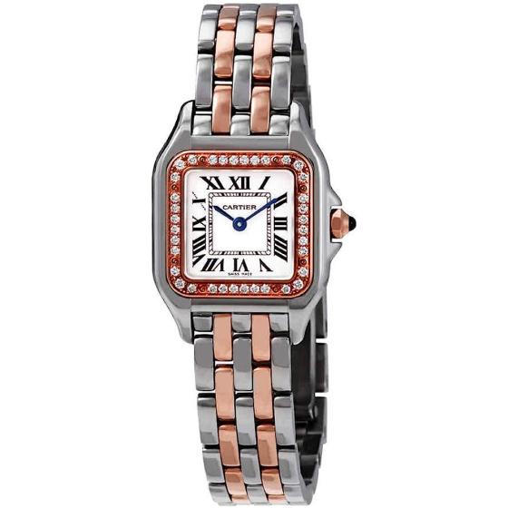 CARTIER Panthere de Silver Dial Steel and 18kt Rose Gold Small Ladies Watch W3PN0006