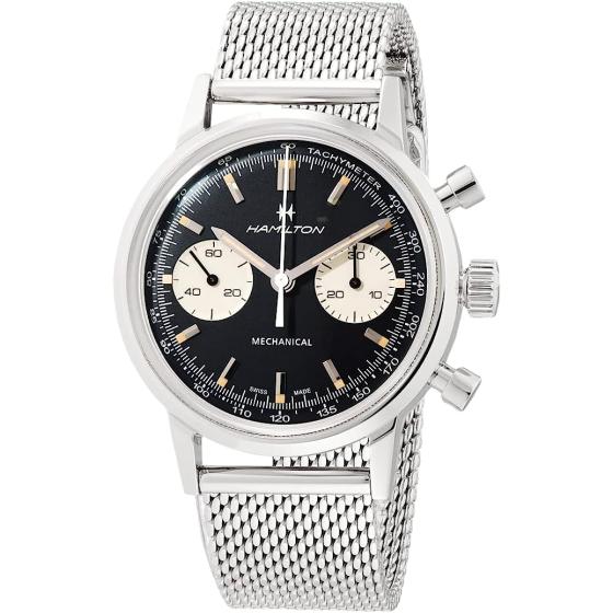 Hamilton Watch American Classic Intra-Matic Mechanical Chronograph H Watch 40mm Case, Black Dial, Silver Stainless Steel Bracelet (Model: H38429130)