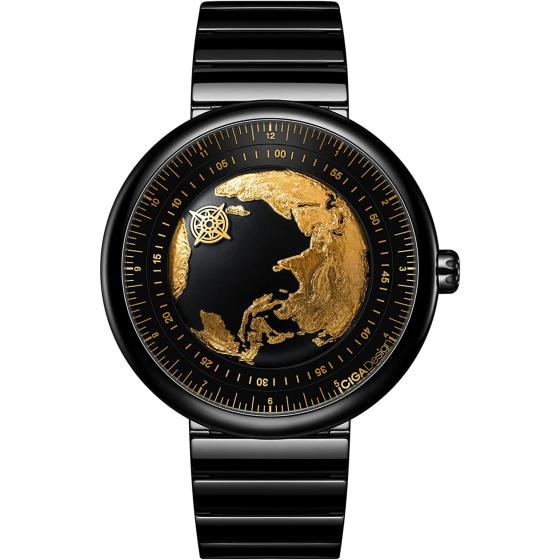 CIGA Design Mechanical Automatic Watch Blue Planet U Series Stainless Steel/Titanium/Ceramics Case Sapphire Crystal Fluororubber/Ceramics Strap Watches for Men and Women