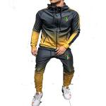 YAMU Tracksuits for Men Sweat Suit Men's Tracksuit Jogging Suit Sportswear with Hood Black and Gold Large
