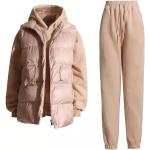 n/a Solid Three Piece Set Womens Hooded Collar Sweatshirt Turtleneck Sleeve Cotton Vest High Waist Trousers Female Sets (Color : A, Size : L Code)