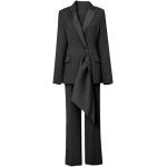 QJPAXL Solid Two Piece Set Womens Notched Collar Long Sleeve High Waist Wide Leg Pants Female Sets Fashion Clothing (Color : D, Size : XS Code)