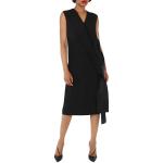 BURBERRY Ladies Black Sash-Detail Midi Dress, Brand Size 6 (US Size 4)