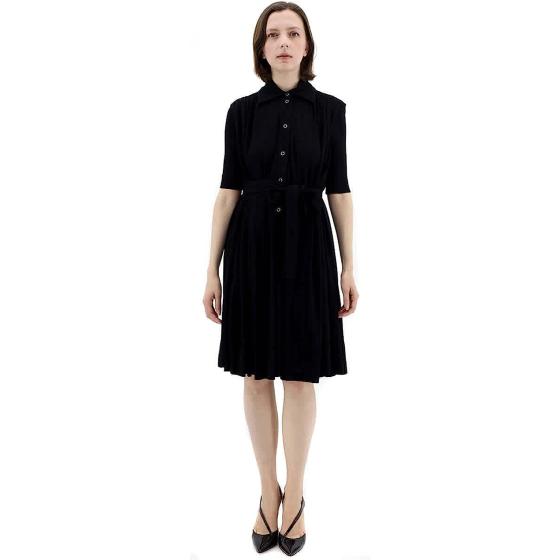 BURBERRY Black Jersey Gathered Short-Sleeve Dress, Brand Size 4 (US Size 2)