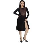 BURBERRY Ladies Dark Mocha Plonge Lambskin and Wool Blend Pinafore Dress, Brand Size 12 (Brand Size 10)
