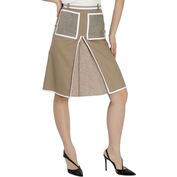 BURBERRY Wool Cashmere A-line Skirt With Box-pleat Detail, Brand Size 10 (US Size 8)