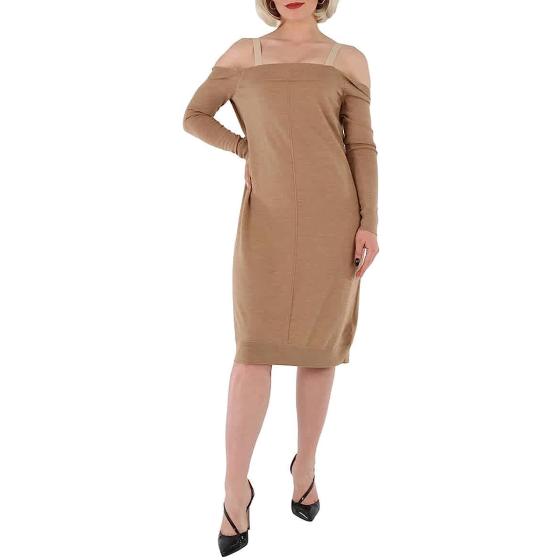 BURBERRY Ladies Biscuit Bra-Detail Long Sleeve Wool Dress, Brand Size 4 (US Size 2)