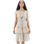 BURBERRY Contrast Seam And Box-pleat Detail Line A-line Skirt In Cedar Brown Melange, Brand Size 6 (US Size 4)