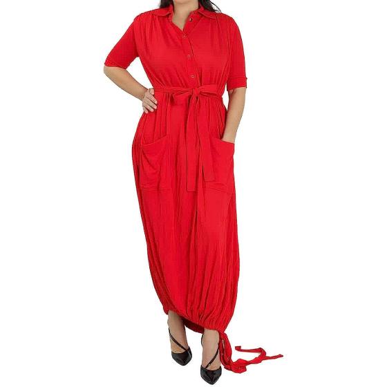BURBERRY Ladies Bright Red Veva Gathered Jersey Dress, Brand Size 12 (US Size 10)
