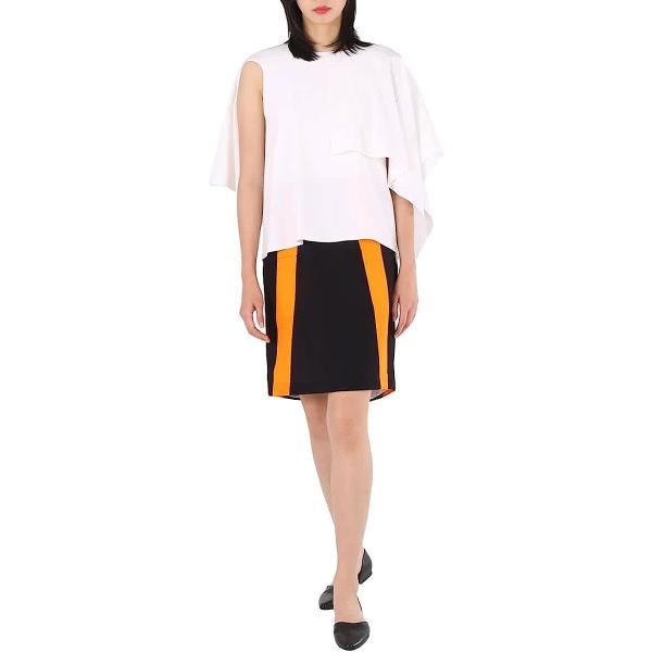 BURBERRY Ladies Optic White Cape Overlay Geometric Print Silk Dress, Brand Size 10 (US Size 8)
