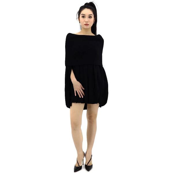 BURBERRY Black Wool and Crepe Off-The-Shoulder Dress, Brand Size 2 (US Size 0)