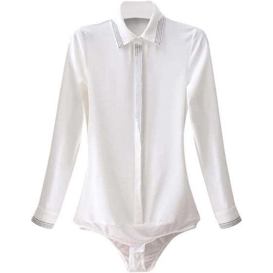 CZDYUF Long Sleeve Patchwork Shirt Women's Spring and Autumn Striped Contrast Chiffon Casual Bottomed -Piece Shirt (Color : D, Size : 2XL)