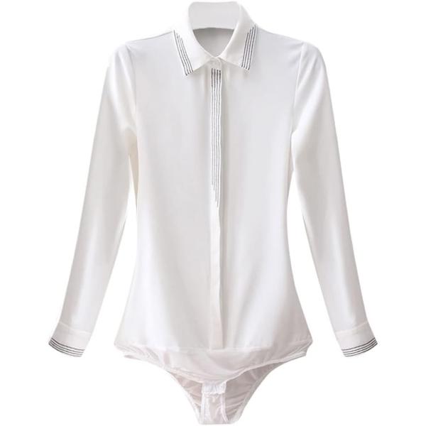 CZDYUF Long Sleeve Patchwork Shirt Women's Spring and Autumn Striped Contrast Chiffon Casual Bottomed -Piece Shirt (Color : D, Size : 2XL)