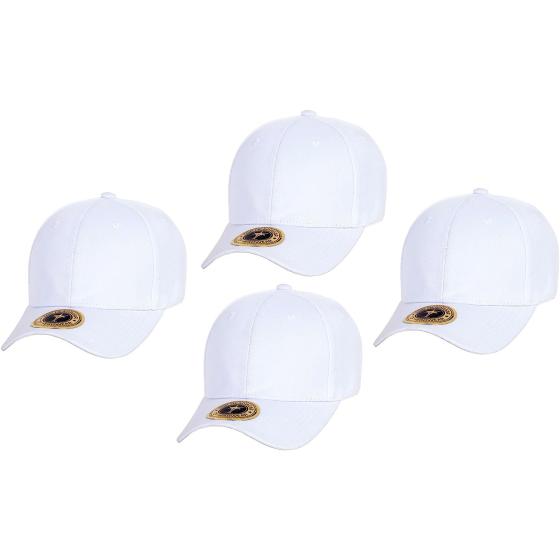TopHeadwear Structured Adjustable Baseball Hat, White 4 Pack
