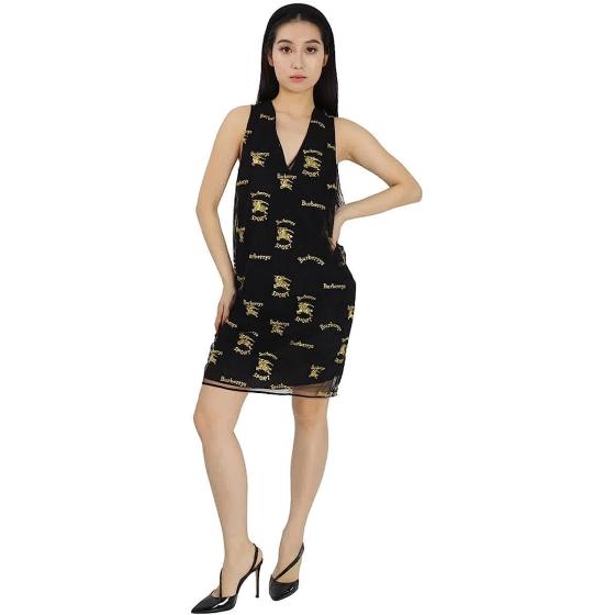 BURBERRY Ladies Formal Black Embroi Dress, Brand Size 8 (US Size 6)