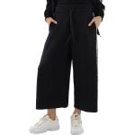 Burberry Ladies Black Crystal Detail Wide-leg Jersey Cropped Track Pants