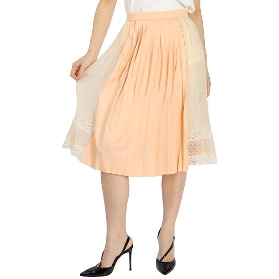 Burberry Ladies Lace Detail Silk Soft Peach Skirt