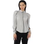 Burberry Grey Melange Stripe And Logo-trimmed Wool And Silk Shirt, Brand Size 8 (US Size 6)