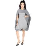 BURBERRY Cloud Grey Wool-Blend Cape Detail Dress
