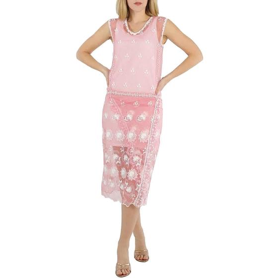 BURBERRY Ladies Sleeveless Chantilly Lace Embroidered Tulle Dress