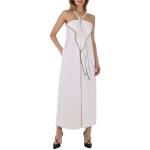 BURBERRY White Stretch Jersey Drape Detail Gown