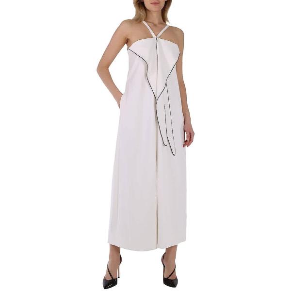 BURBERRY White Stretch Jersey Drape Detail Gown
