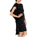 BURBERRY Black Antonina Embellished Asymmetric Belted Silk Dress