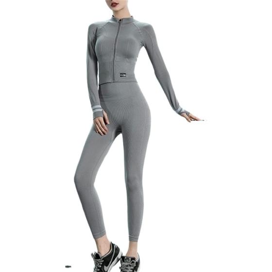 FZZDP Yoga Clothing Quick-Drying Clothes Professional Gym Outdoor Running Sports Suit Female Autumn (Color : D, Size : Large)