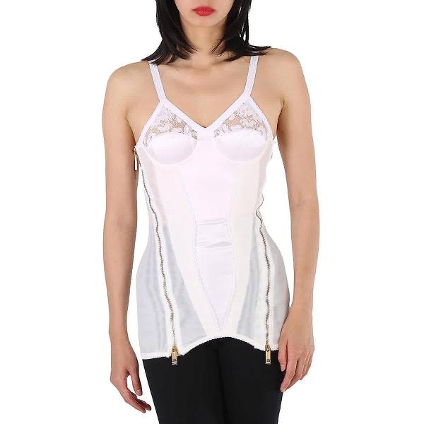 BURBERRY Optic White Lace Detail Silk Corset Dress, Brand Size 6 (US Size 4)