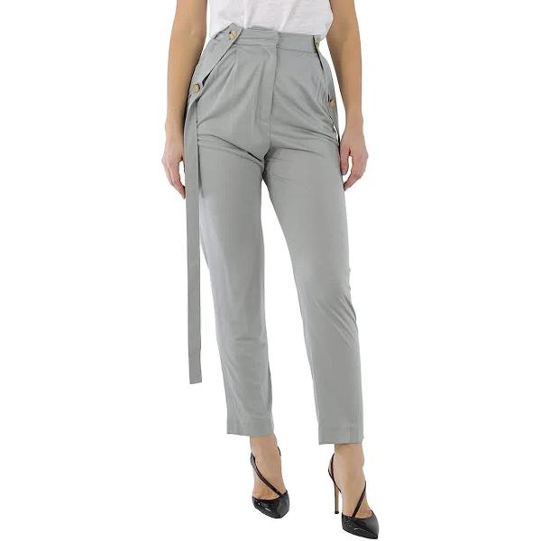 BURBERRY Ladies Heather Melange Strap Detail Jersey Tailored Trousers, Brand Size 12 (US Size 10)