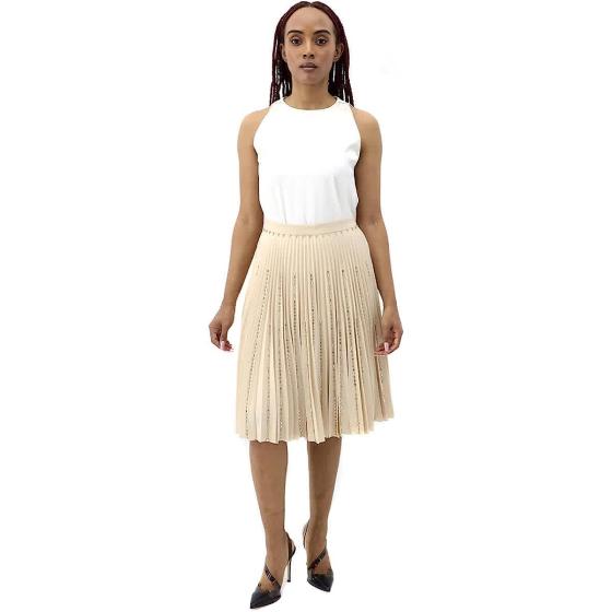 BURBERRY Plisse Soleil Crystal Detail Stretch Cady Skirt, Brand Size 4 (US Size 2)