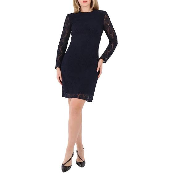 BURBERRY Ladies Navy Evi Beaded Crochet Lace Dress, Brand Size 6 (US Size 4)