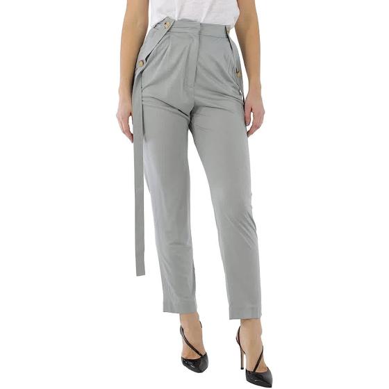 BURBERRY Ladies Heather Melange Strap Detail Jersey Tailored Trousers, Brand Size 6 (US Size 4)