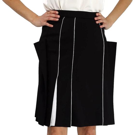 BURBERRY Ladies Black Piping Detail Wool Skirt, Brand Size 4 (US Size 2)