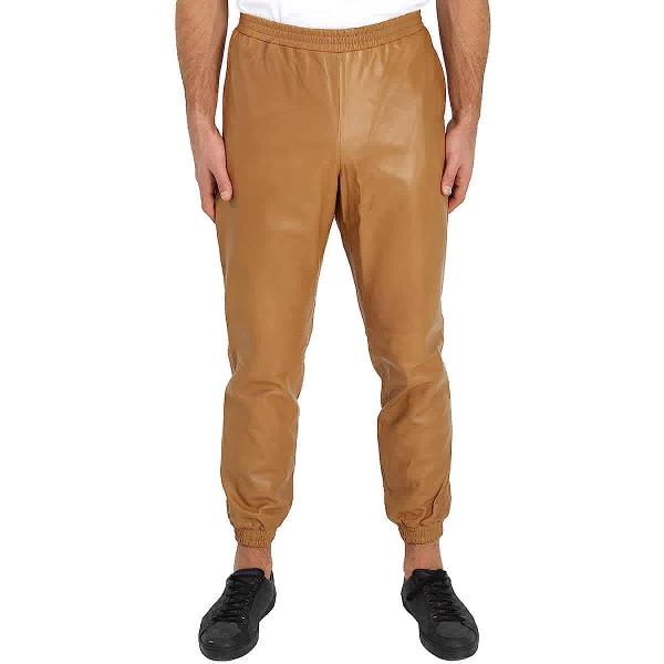 BURBERRY Men's Plonge Lambskin Trackpants, Size Medium