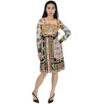 BURBERRY Long Sleeve Archive Scarf Print Pleated Silk Dress, Brand Size 2 (US Size 0) Multicolour
