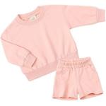 QueenLine 10Sets Bulk Items Wholesale Children Sets Long Sleeves Pullover Tops Hoodie + Shorts Two Piece Sets Casual Solid Tracksuits Pink 130cm