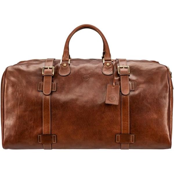 Maxwell Scott | Mens Quality Leather Extra Large Travel Bag | The FleroEL | Handmade In Italy | Chestnut Tan Brown
