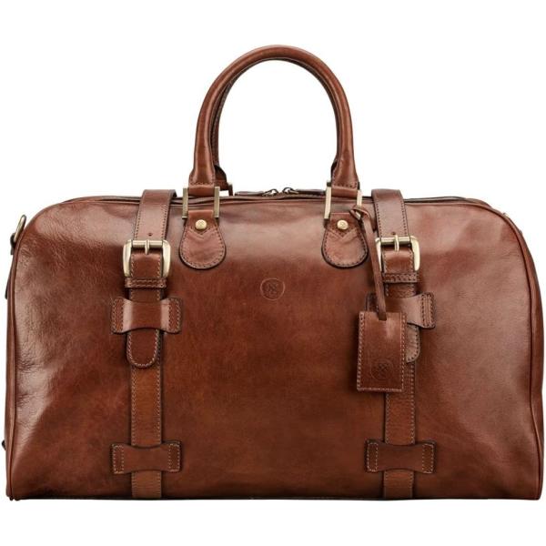 Maxwell Scott | Mens Luxury Leather Medium Weekend Bag | The FleroM | Handmade In Italy | Chestnut Tan Brown