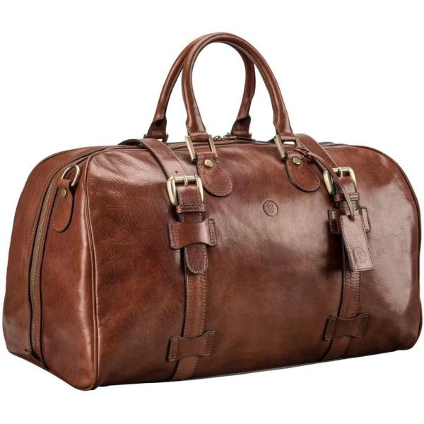 Quality Leather Medium Weekend Bag | The FleroM | Handcrafted In Italy | Chestnut Tan Brown