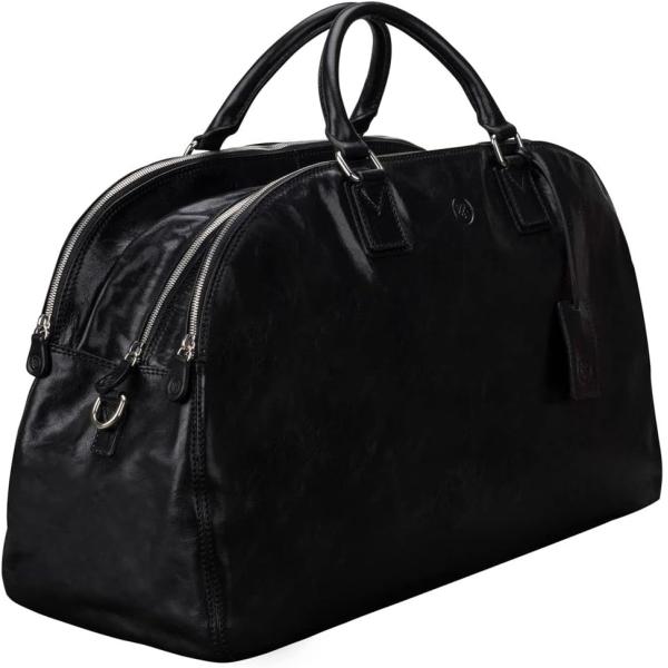 Luxury Leather Luggage Bag - 3 Zipped Sections | The LilianaL | Handcrafted In Italy | Night Black