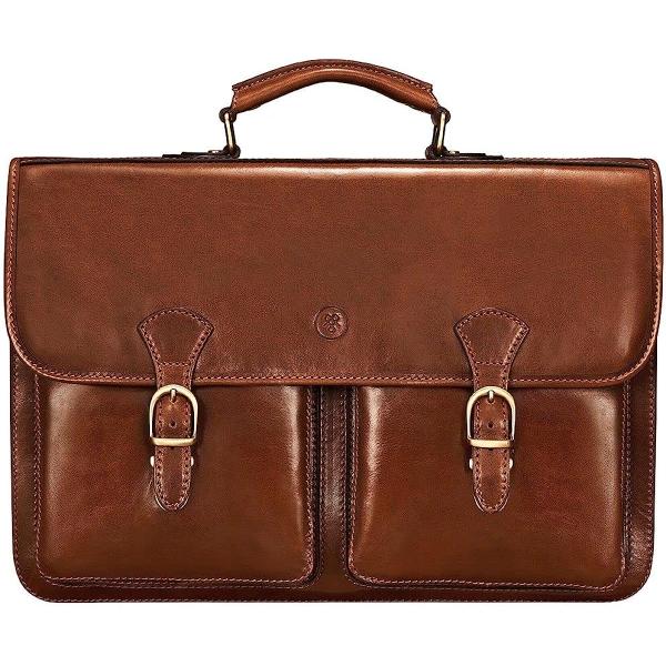 Maxwell Scott | Mens Luxury Leather 17” Laptop Briefcase Satchel | The Loreto Large | Business Travel Bag