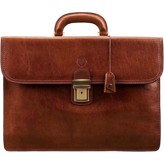 Maxwell Scott | Personalized Mens Quality Leather 17" Laptop 3 Section Briefcase | The Paolo Large | Travel Bag