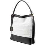 SAINT LAURENT Canvas And Leather Tag Hobo Bag, Off White/Black