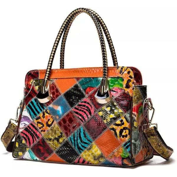 SHZBCDN Leather Bags Handbags Women's Printed Painted Tote Bags Women's Shoulder Bags (Color : A, Size